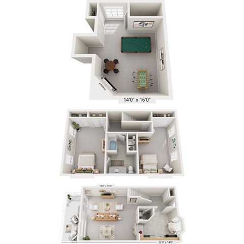 Floor plan for 2 beds, 1.5 baths, 1586 sqft